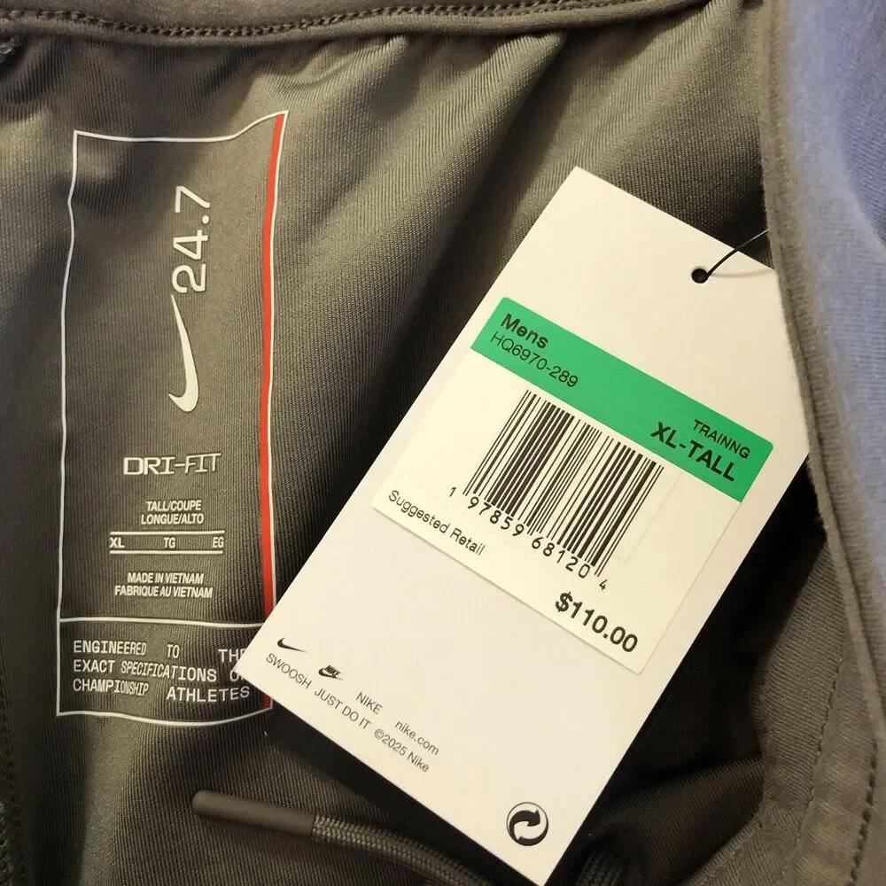Nike 24.7 ImpossiblySoft Dri-FIT Training Pants Cave Stone Mens XL Tall